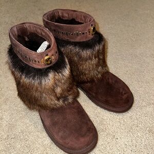 Ugg Brown Fur-Trimmed Women's Boots